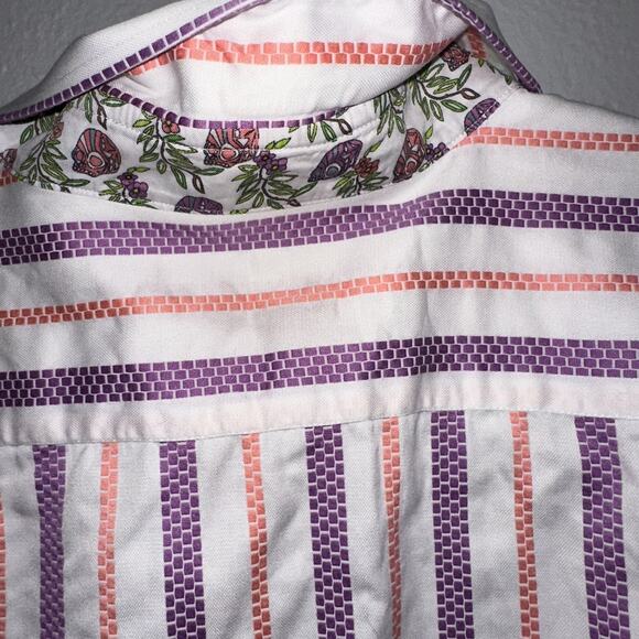 Robert Graham Shirt Bold Flip Cuff Embroidered Striped Long Sleeve Men’s XXL - Picture 5 of 9
